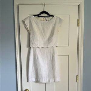White Cap Sleeve Seersucker Dress